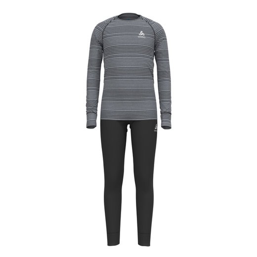 Odlo Langarmshirt + Hose Active Warm Eco (warm, weich, Innenseite angeraut) Unterwäsche grau/schwarz Kinder